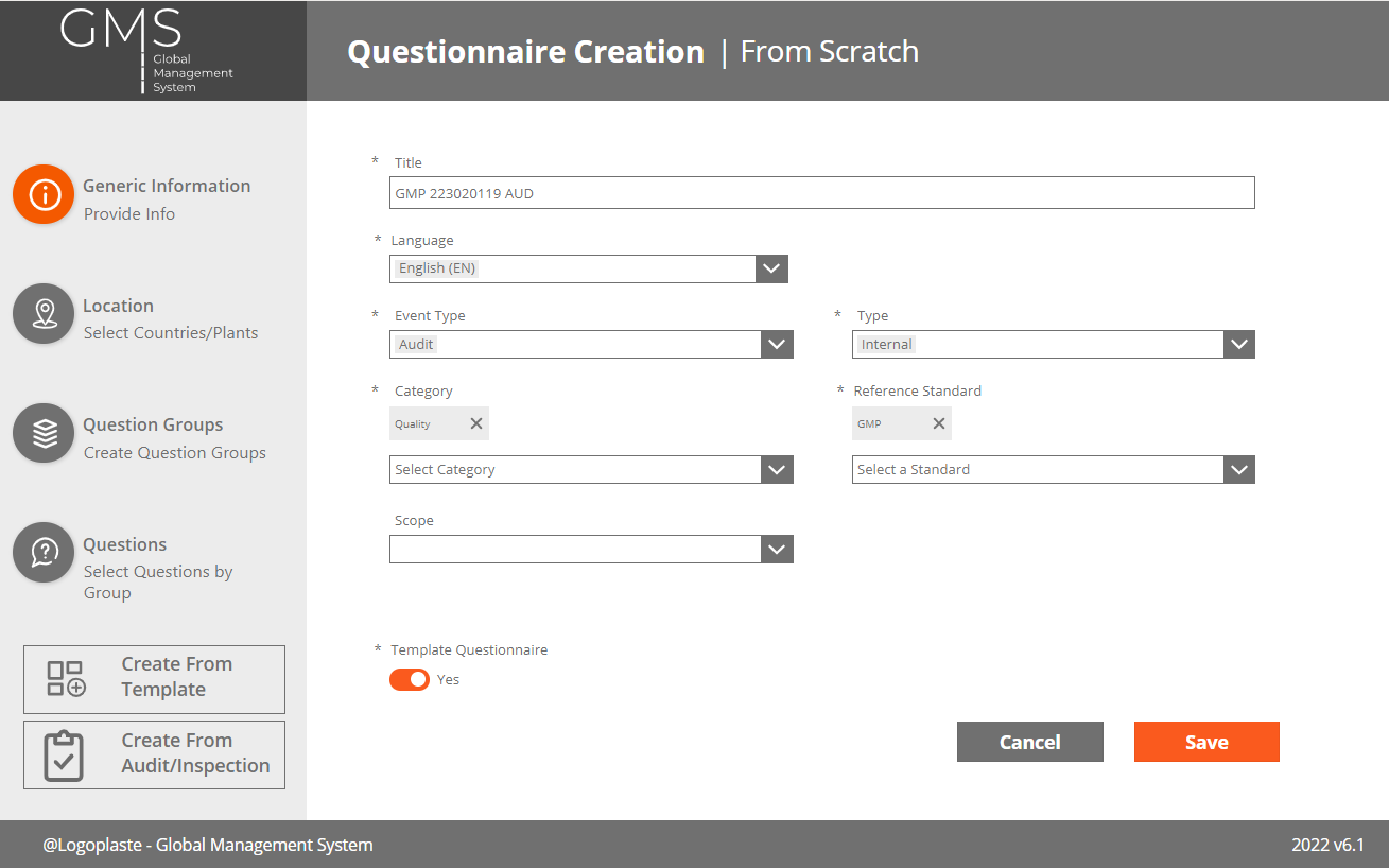 GMS 02 Questionnaire Creation