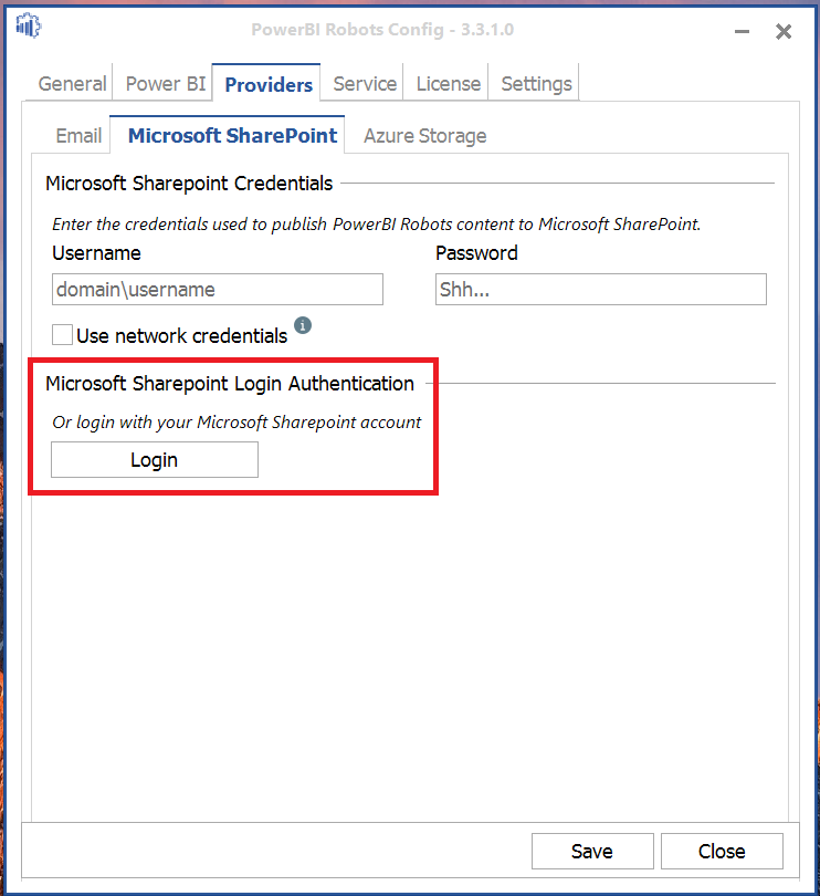 PowerBI Robots 3.3 SharePoint authentication